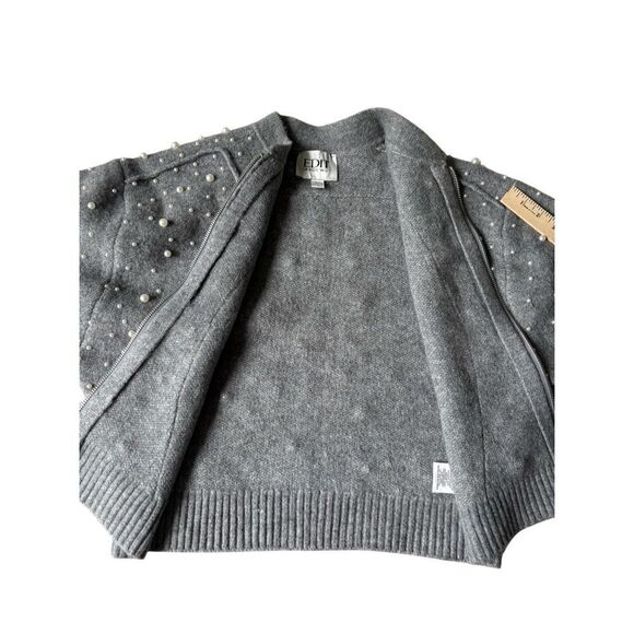 EDIT by Jason Wu Full Zip Sweater Jacket size L Pearl Embellished - Picture 9 of 9